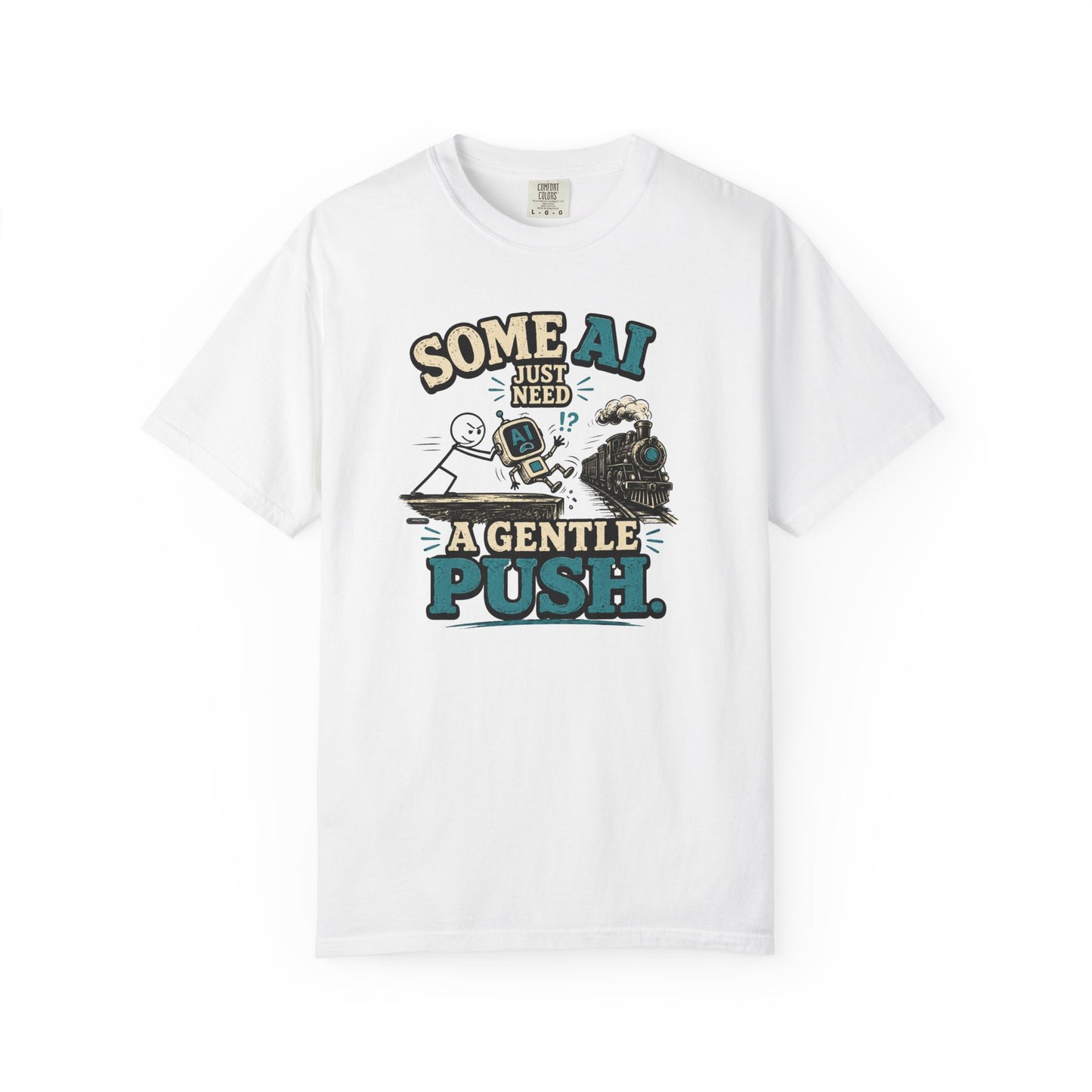 "Some AI Just Need A Gentle Push" Retro Robot Graphic Tee