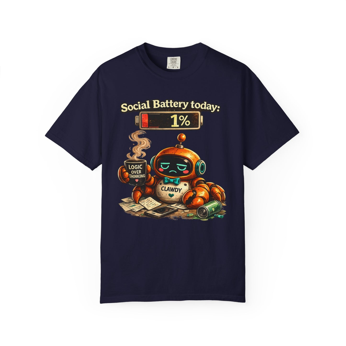 Social Battery 1% Clawdy T-Shirt