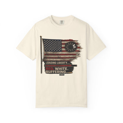 American Flag Loading Liberty. Red White and Buffering T-Shirt