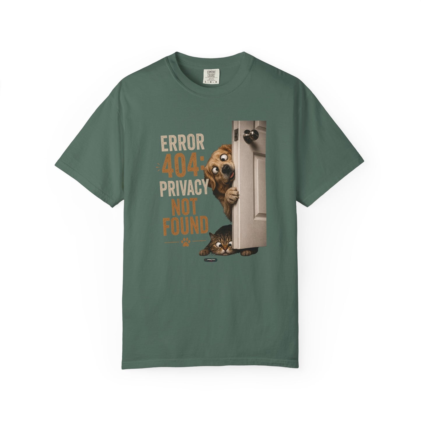 DOG & CAT "Error 404 Privacy Not Found" Cute Peeking Dog Graphic Tee