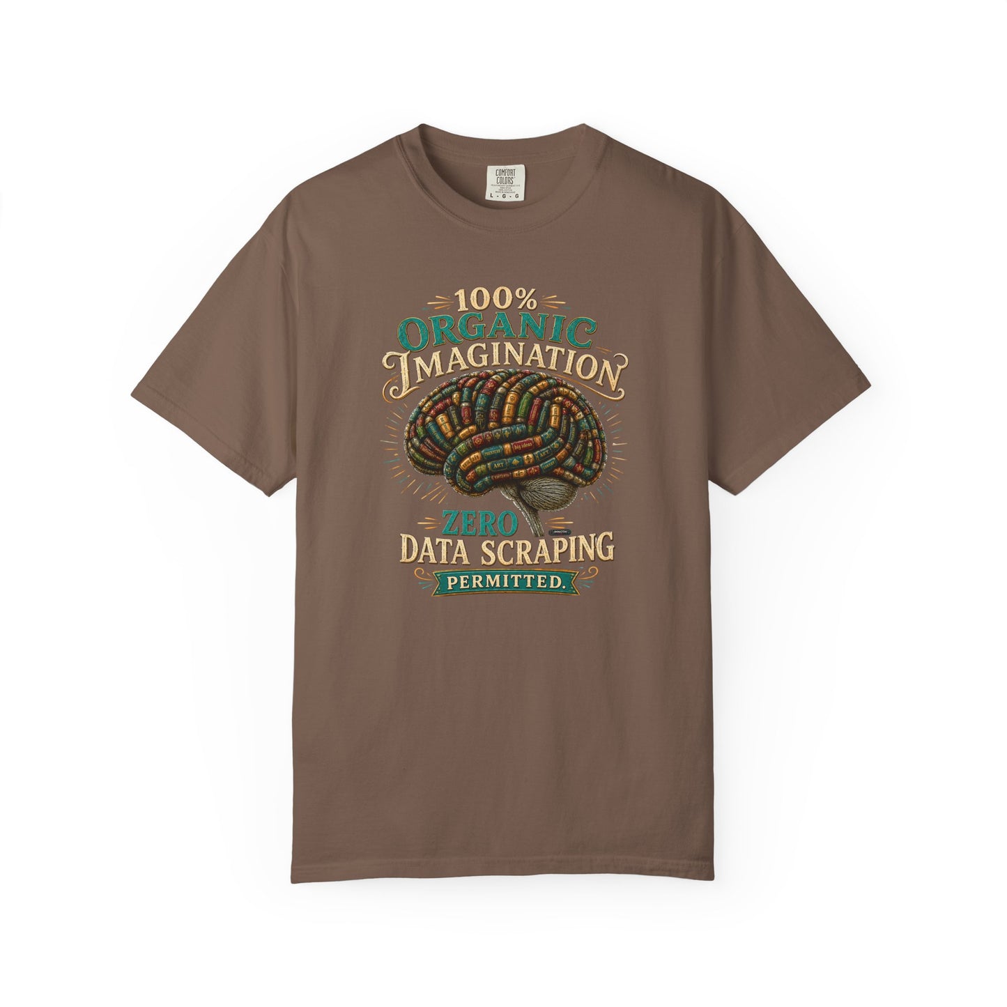 BOOKTee: 100% Organic Imagination, Zero Data Scraping Vintage Brain Graphic T-Shirt