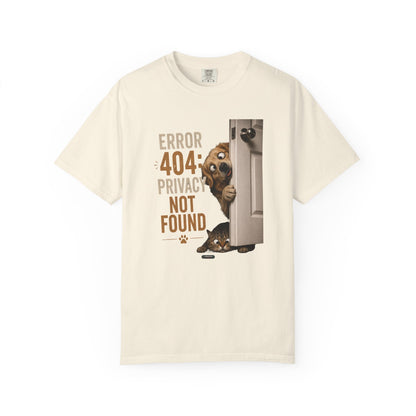 DOG & CAT "Error 404 Privacy Not Found" Cute Peeking Dog Graphic Tee