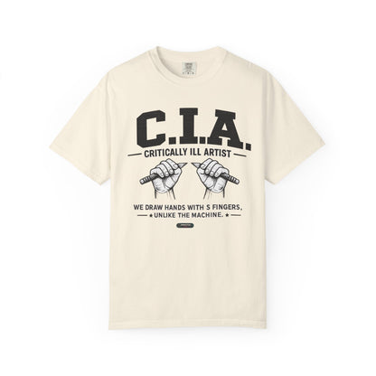 C.I.A — Critically  iLL Artist T‑Shirt (We Draw Hands With 5 Fingers) BLUE FONT