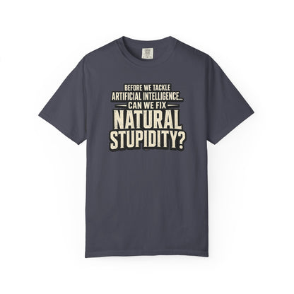 Before We Tackle Artificial Intelligence, Can We Fix Natural Stupidity? Funny Sarcastic Tech Tee