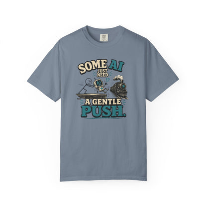 "Some AI Just Need A Gentle Push" Retro Robot Graphic Tee