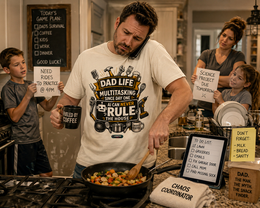 Dad Life Multitasking Since Day One T-Shirt SILVER VERSION | Funny Dad T-shirts