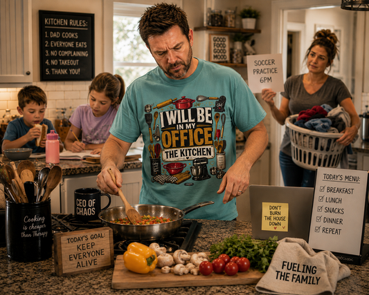 Dad Rule Kitchen Is My Office T-Shirt — Funny Chef/Cook Shirt
