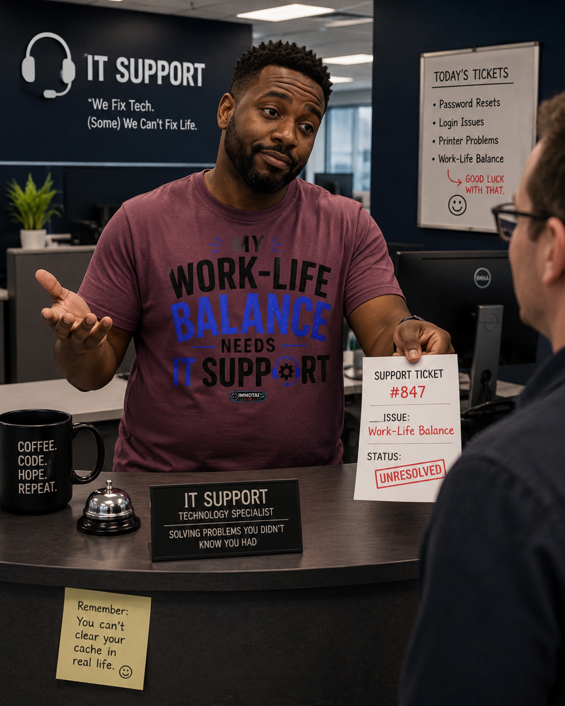 Work-Life Balance Needs IT Support T-Shirt