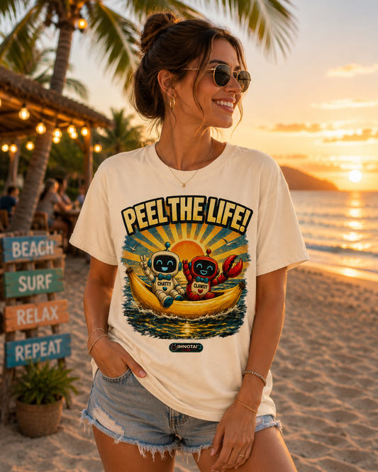 Peel the Life! Retro Banana Crew Graphic T-Shirt